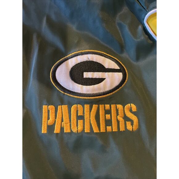 NFL Green Bay Packers Men’s Large Fit Waterproof Jacket Polyvinyl Coat Parka VTG - Picture 2 of 12